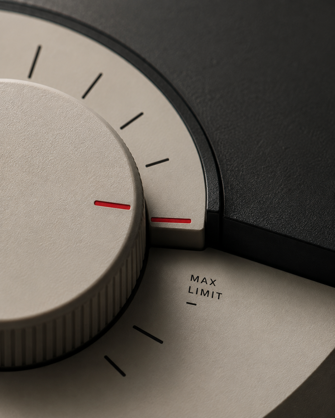 A dial turned to a marked limit